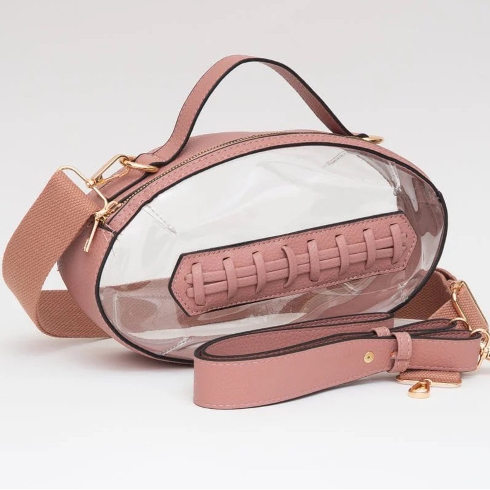 Pink Clear Stadium Approved Bag Game Day Crossbody Purse Football